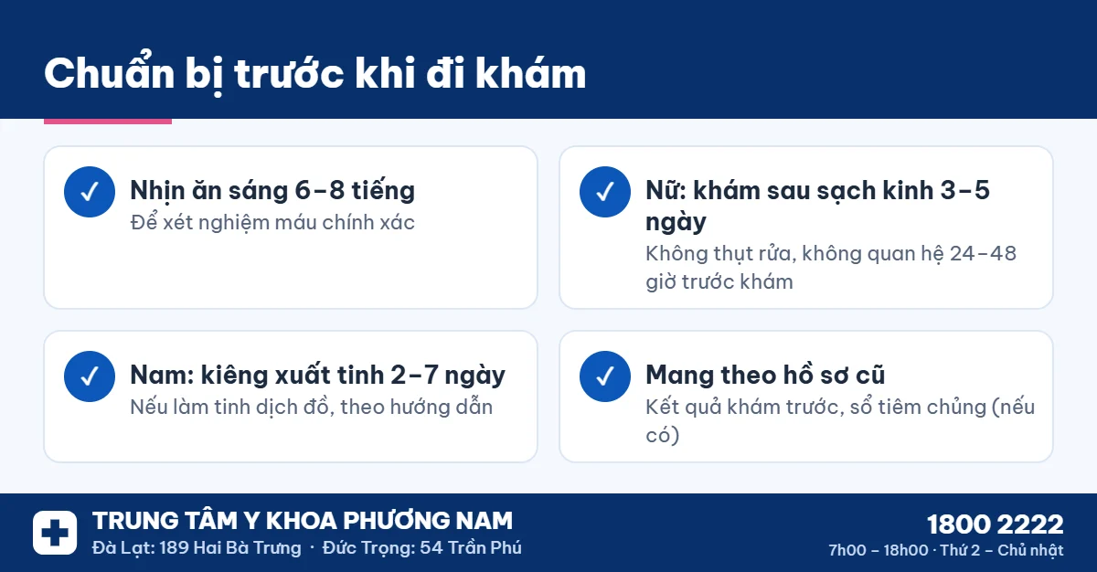Chuẩn bị trước khi khám sức khỏe sinh sản