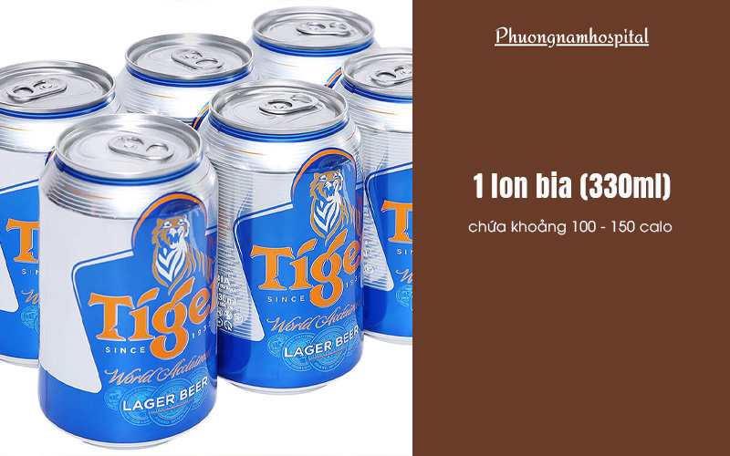 1 lon bia 330ml sẽ chứa khoảng 100 - 150 calo