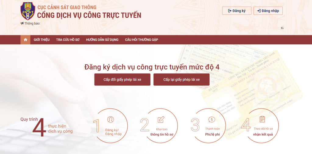 Hướng dẫn cách đổi GPLX online