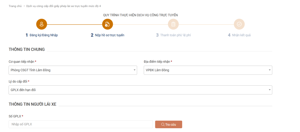 Hướng dẫn cách đổi GPLX online